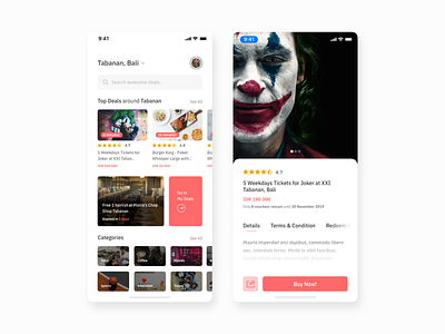Deals App app apps design coffee design flat mobile mobile ui movies restaurant ui uidesign ux uxdesign