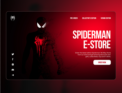 Spiderman E-Store UI Design design hero section landing page landing page design marvel spider spiderman ui uidesign uiux ux uxdesign uxui web design webdesign website design
