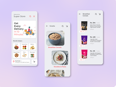 Grocery Store Delivery App UI app screens delivery app figma grocery store online store ui uiux design