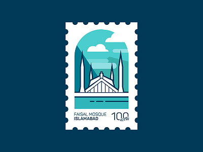 Islamabad Postage Stamp faisal mosque icon illustration islamabad pakistan postage stamp postal stamp stamp design symbol vector
