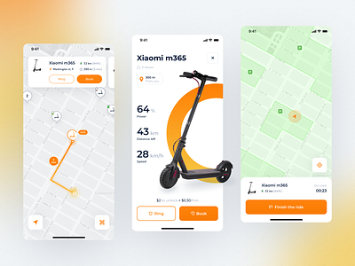 E-scooter rental app app concept design location map mobile mobile app navigator parking rental rental app scooter ui ux