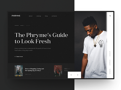 Phryme blog concept dark design fashion slider ui ux web