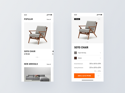 Purity Mobile catalog chair furniture iphone x mobile mobile design product card site ui ux web wood