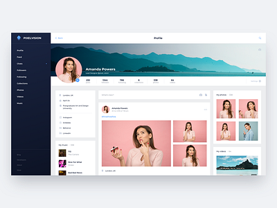 Pixelvision Profile page design feed information photos profile social social network ui ux