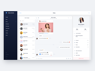 Pixelvision Chat page attachments chat design photos profile social social network ui ux