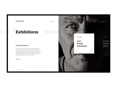 Polees Art Centre art black white design exhibition minimalism photo photoexhibition slider typography ui ux