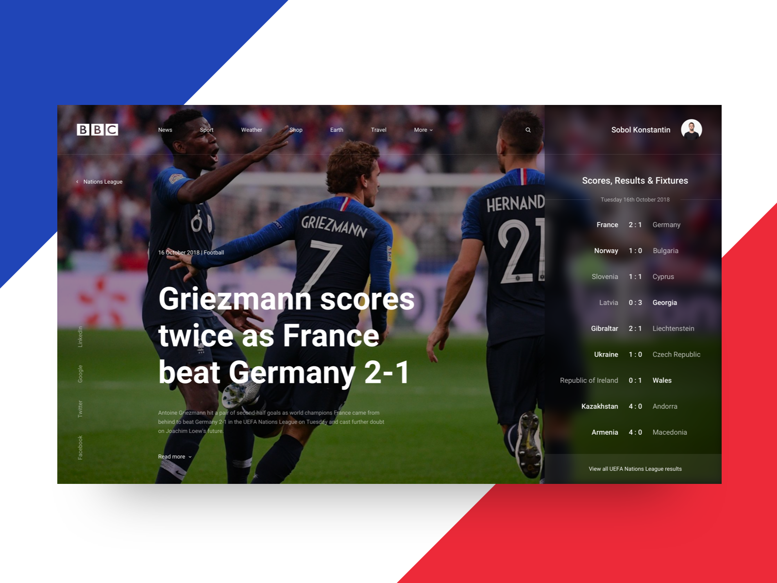  BBC  Sport  by Kostya Sobol on Dribbble