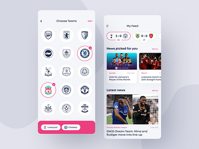 English Premier League app app color concept design fantasy football mobile mobile app news photos sport sport news ui ux
