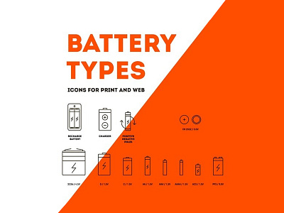 Project Battery Types batterry design fasion fun minimalism modern orange plan project type typography