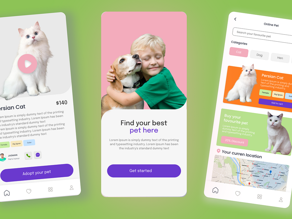 Pet app ui ux design by Nisar Abrar on Dribbble