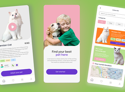 Pet app ui ux design app design app ui design app ui ux branding creative design design figma app design landing page modern design pet ui design prototyping ui design website design wireframe