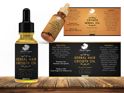 Hair growth oil product label design 3d mockup bottle label branding design dropper bottle graphic design growth oil illustration label label design oil brand product label vector