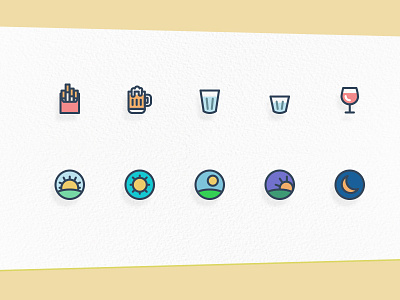 Illustrated Icons beer icon day icon icons illustrated icons line icons sunrise sunset wine icon