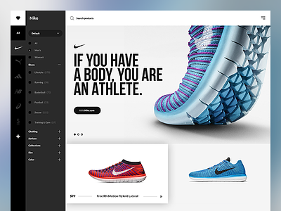Muzli Inspired E-commerce Concept adidas app clean concept digital e commerce nike products shoes sport ui website