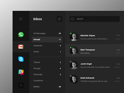 Preview of Chat Dashboard dashboard free grey grid instant interface message mockup sketch ui user interface ux
