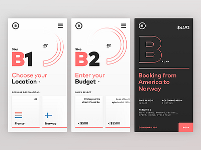 B.plan - Travel Cards article cards design editorial mobile sketch travel typography ui web