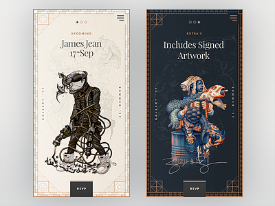 James Jean Gallery Cards article cards design editorial gallery mobile sketch typography ui web