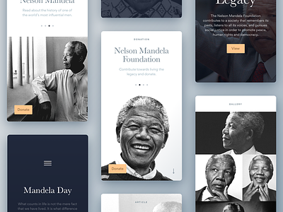 Nelson Mandela Tribute Cards cards design donate mandela nelson typography ui ux web