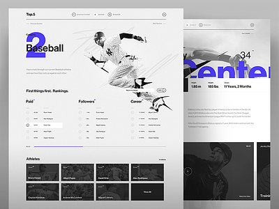 Top 5 Art Direction - Baseball app dark desktop football rankings sponsorship sport typography ui ux web