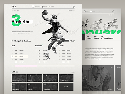 Top 5 Art Direction - Basketball app basketball desktop rankings sepia sponsorship sport typography ui ux web