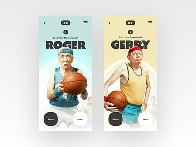 Dementia Game basketball card cards concept dementia game mobile retro sport ui web