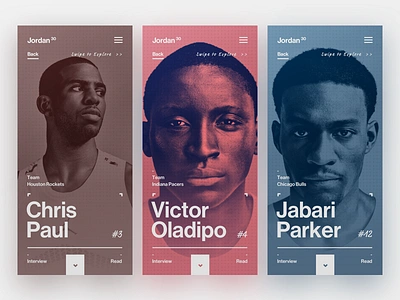 Mobile Art Direction app campaign cards jordan mobile overlay sport type typography ui