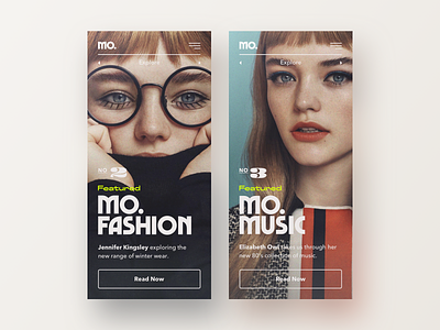 Mo. Mobile Art Direction app article blog celebrity design fashion mobile music trends type typography ui vintage