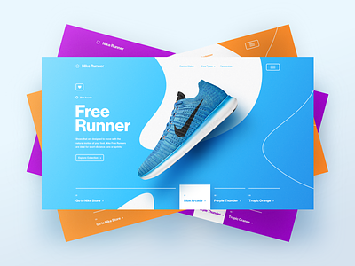 Free Runner Art Direction app art direction campaign cards colours design desktop nike running shoes sport ui ux website