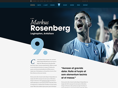 MFF - Redesign, player info football mff rosenberg