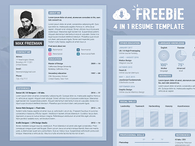🤘 Freebie — PSD Resume Template business card cover letter cv design template free freebie psd resume resume template