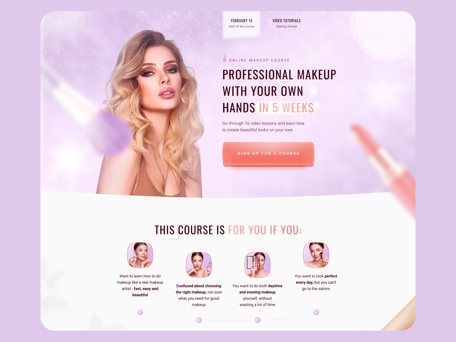 Makeup Course Landing Page by Julia Lushkina on Dribbble