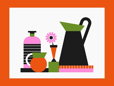 still life illustration illustrator kitchen limited palette shapes still life vector vectorart