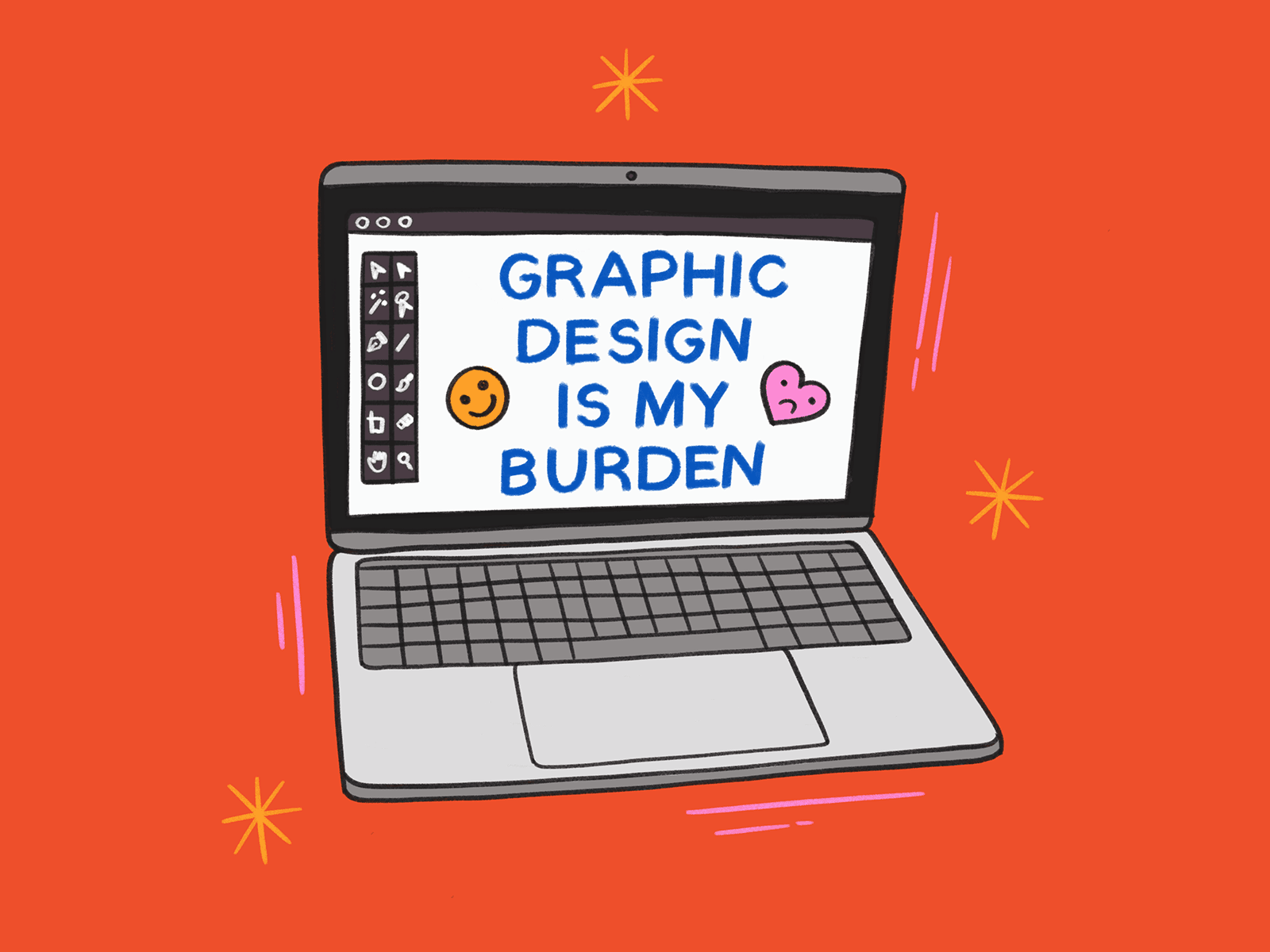 graphic design is my burden burden design graphic design illustration illustrator laptop limited palette memes procreate