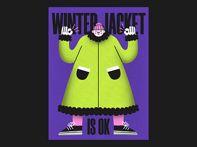 winter jacket is ok flat illustration illustration illustrator limited colour palette limited palette ok people people illustration procreate winter winter jacket