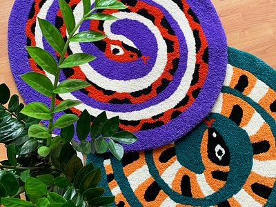 snake rugs diy handmade limited colour palette rug snake textile art tufted rug tufting