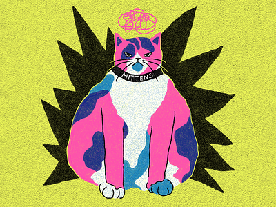 Angry Mittens angry bold colours cat illustration cato chubby cat flat illustration illustration limited colour palette limited palette procreate riso riso textures risograph