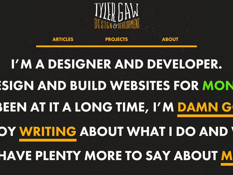 tylergaw.com Home page before/after