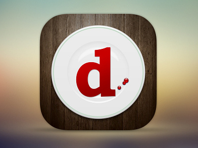 Food App iCon app dish flat icon ios plate red restaurant wood