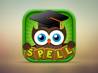 Spell App Icon app application baby child children education icon ios owl school spell