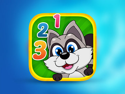 Racoon Counting app icon app icon cartoon child count counting app cute education kawaii kid learning raccoon study