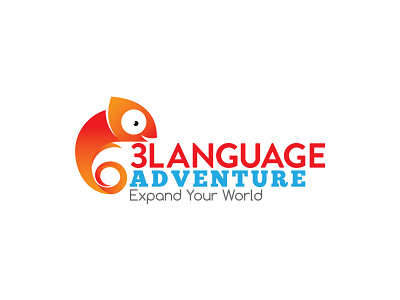 3languageadventure Logo adventure chamelon gecko language logo