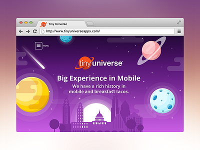 TinyUniverseapps web design animation app cartoon design flat junoteam landing one page planet template universe web