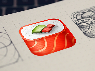 Sushi Roll icon android app design fish ios raw food rice salmon sushi roll app icon