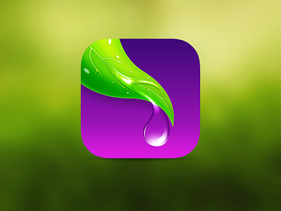 Music Icon garden green leaf music app icon music note nature relaxing icon violet water drop