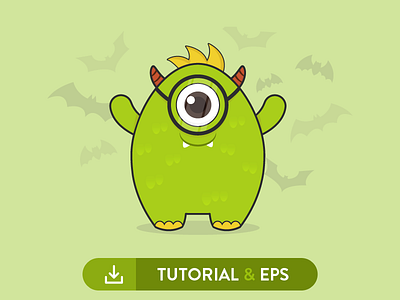 Cute Monter Tutorial & Free EPS cute evil free freebie ghost halloween kawaii monster monster tutorial tutorial tuts vector