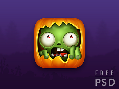 Free PSD Halloween app icon evil free app icon free icon freebies ghost halloween halloween free icon pumpkin scary trick or treaters walking dead zombie