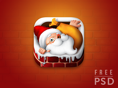 FREE PSD CHRISTMAS APP ICON chimney christmas christmas free icon free app icon free icon freebies gift present santa snow winter xmas