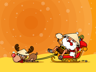 Santa after coming to Vietnam christmas facebook cover freebies gift present santa snow twitter cover winter