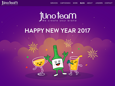 Newyear 2017 Animation Website animated animation beer dance firework graphic holiday illustration junoteam newyear party wine