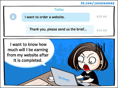 Fun Comics: Client's request client comic design designer earn fun funny junoteam money order story website